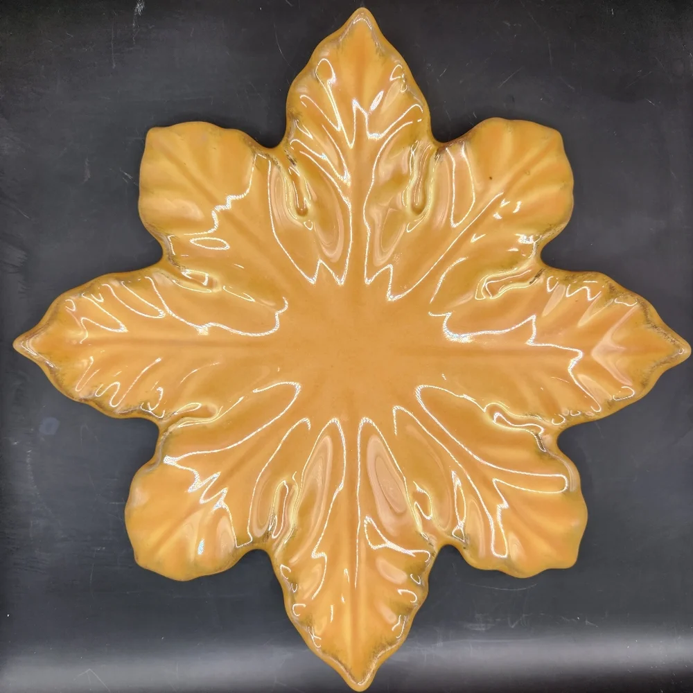 Skyros Designs Portugal Gold/Yellow Fall/Autumn Leaf Platter Hand Painted
